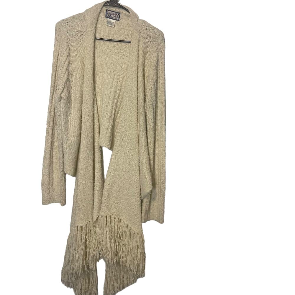 April Cornell Women Large Cream Wrap Cozy Open Front Cardigan‎ Sweater